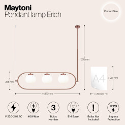 MAYTONI Lampa wisząca Erich 40W E14 MOD221PL-03BS