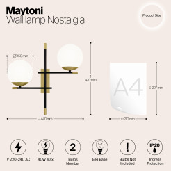 MAYTONI Lampa ścienna (kinkiet) Nostalgia 40W E14 MOD050WL-02G