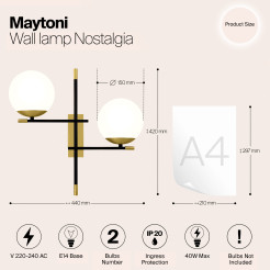 MAYTONI Lampa ścienna (kinkiet) Nostalgia 40W E14 MOD048WL-02G
