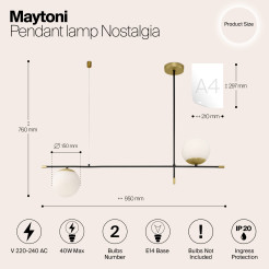 MAYTONI Lampa wisząca Nostalgia 40W E14 MOD048PL-02G