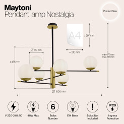 MAYTONI Lampa wisząca Nostalgia 40W E14 MOD048PL-06G