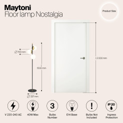 MAYTONI Lampa podłogowa Nostalgia 40W E14 MOD048FL-03G