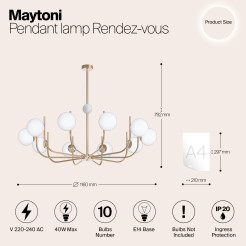 MAYTONI Lampa wisząca Rendezvous 40W E14 MOD109PL-10BS