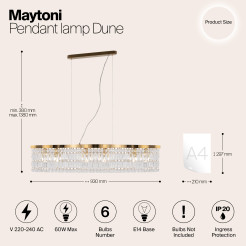 MAYTONI Lampa wisząca Dune 60W E14 DIA005PL-06G