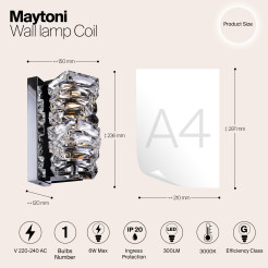 MAYTONI Lampa ścienna (kinkiet) Coil 6W LED 300lm 3000K 90 CRI  MOD124WL-L6CH3K