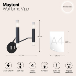 MAYTONI Lampa ścienna (kinkiet) Vigo 25W G9 MOD620WL-04B