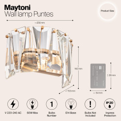 MAYTONI Lampa ścienna (kinkiet) Puntes 60W E14 MOD043WL-01G