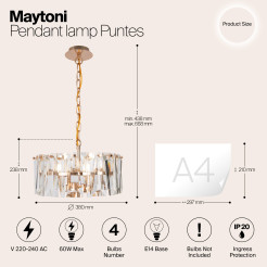MAYTONI Lampa wisząca Puntes 60W E14 MOD043PL-04G
