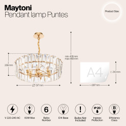 MAYTONI Lampa wisząca Puntes 60W E14 MOD043PL-06G