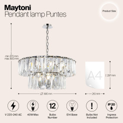 MAYTONI Lampa wisząca Puntes 40W E14 MOD043PL-12CH