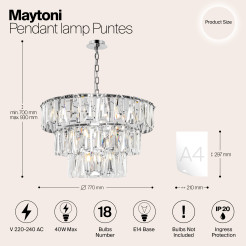 MAYTONI Lampa wisząca Puntes 40W E14 MOD043PL-18CH