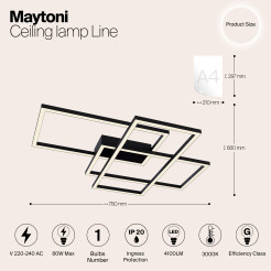 MAYTONI Lampa sufitowa Line 80W LED 4100lm 3000K 84 CRI  MOD015CL-L80B