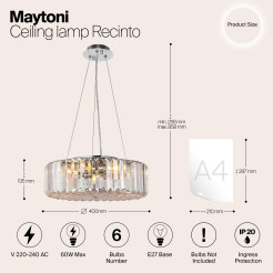 MAYTONI Lampa sufitowa Recinto 60W E27 MOD080CL-06CH