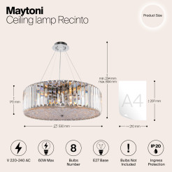 MAYTONI Lampa sufitowa Recinto 60W E27 MOD080CL-08CH
