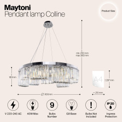 MAYTONI Lampa wisząca Colline 40W G9 MOD083PL-09CH