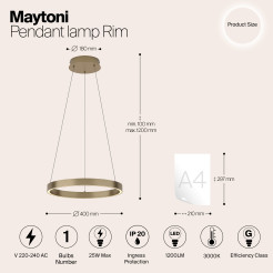 MAYTONI Lampa wisząca Rim LED 3000K 1200lm MOD058PL-L22BS3K