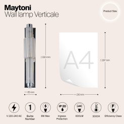 MAYTONI Lampa ścienna (kinkiet) Verticale 8W LED 800lm 3000K 80 CRI  MOD308WL-L9CG3K
