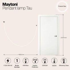 MAYTONI Lampa wisząca Tau 40W LED 2200lm 3000K 80 CRI  MOD146PL-L40B3K