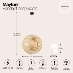 MAYTONI Lampa wisząca Roots 40W E27 MOD197PL-01W2