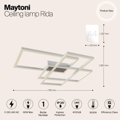 MAYTONI Lampa sufitowa Rida 80W LED 4100lm 3000K 80 CRI  MOD015CL-L80W