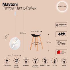 MAYTONI Lampa wisząca Reflex 14W LED 950lm 3000K 85 CRI  MOD154PL-L6W3K