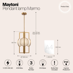 MAYTONI Lampa wisząca Marmo 40W E14 MOD099PL-03G