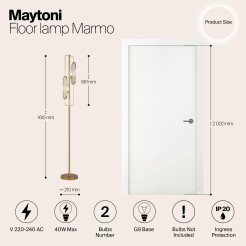 MAYTONI Lampa podłogowa Marmo 40W G9 MOD099FL-02G
