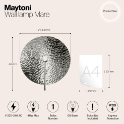 MAYTONI Lampa ścienna (kinkiet) Mare 40W G9 MOD305WL-01CH