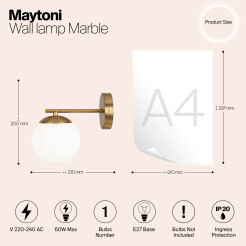 MAYTONI Lampa ścienna (kinkiet) Marble 60W E27 MOD187WL-01BS