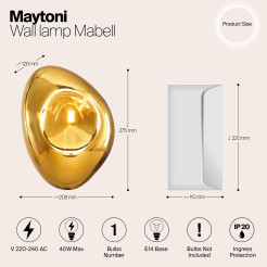 MAYTONI Lampa ścienna (kinkiet) Mabell 40W E14 MOD306WL-01G