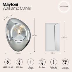 MAYTONI Lampa ścienna (kinkiet) Mabell 40W E14 MOD306WL-01CH