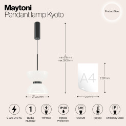 MAYTONI Lampa wisząca Kyoto 11W LED 1300lm 3000K 80 CRI  MOD178PL-L11B3K