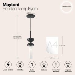 MAYTONI Lampa wisząca Kyoto 28W G9 MOD178PL-01B