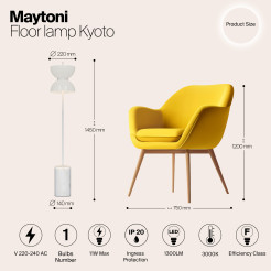 MAYTONI Lampa podłogowa Kyoto 11W LED 1300lm 3000K 80 CRI  MOD178FL-L11W3K