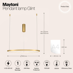 MAYTONI Lampa wisząca Glint 24W LED 1500lm 3000K 80 CRI  MOD072PL-L28BS3K1