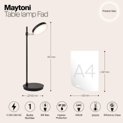 MAYTONI Lampa stołowa Fad 8W LED 420lm 3000K 83 CRI Dimmable  MOD070TL-L8B3K