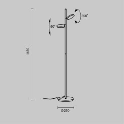 MAYTONI Lampa podłogowa Fad 12W LED 1000lm 3000K 80 CRI Dimmable  MOD070FL-L12B3K
