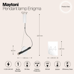 MAYTONI Lampa wisząca Enigma 5W LED 350lm 3000K 90 CRI  MOD150PL-L5W3K