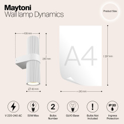 MAYTONI Lampa ścienna (kinkiet) Dynamics 50W GU10 MOD326WL-02W