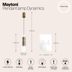 MAYTONI Lampa wisząca Dynamics 50W GU10 MOD326PL-01MG