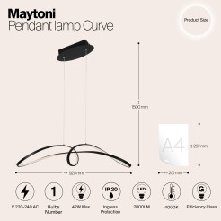 MAYTONI Lampa wisząca Curve 42W LED 2800lm 4000K 85 CRI  MOD156PL-L52B4K