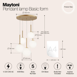 MAYTONI Lampa wisząca Basic form 40W E14 MOD321PL-05G1