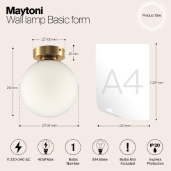 MAYTONI Lampa ścienna (kinkiet) Basic form 40W E14 MOD321WL-01G2
