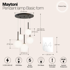 MAYTONI Lampa wisząca Basic form 40W E14 MOD321PL-05B
