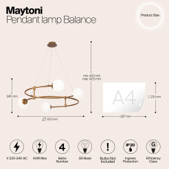 MAYTONI Lampa wisząca Balance 40W G9 MOD317PL-04G