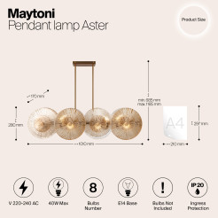 MAYTONI Lampa wisząca Aster 40W E14 MOD007PL-08G1