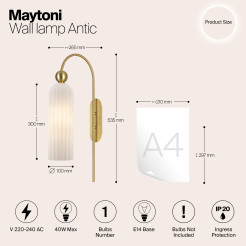 MAYTONI Lampa ścienna (kinkiet) Antic 40W E14 MOD302WL-01GR