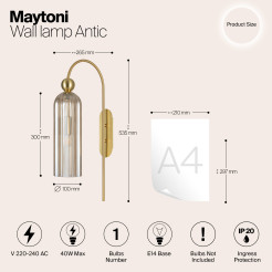 MAYTONI Lampa ścienna (kinkiet) Antic 40W E14 MOD302WL-01CG