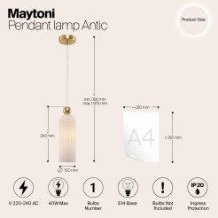 MAYTONI Lampa wisząca Antic 40W E14 MOD302PL-01W