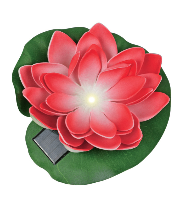 SW-5033-R DEKORACJA ZEWNĘTRZNA SOLARNA LED KWIAT LOTOSU CZERWONY/RED
